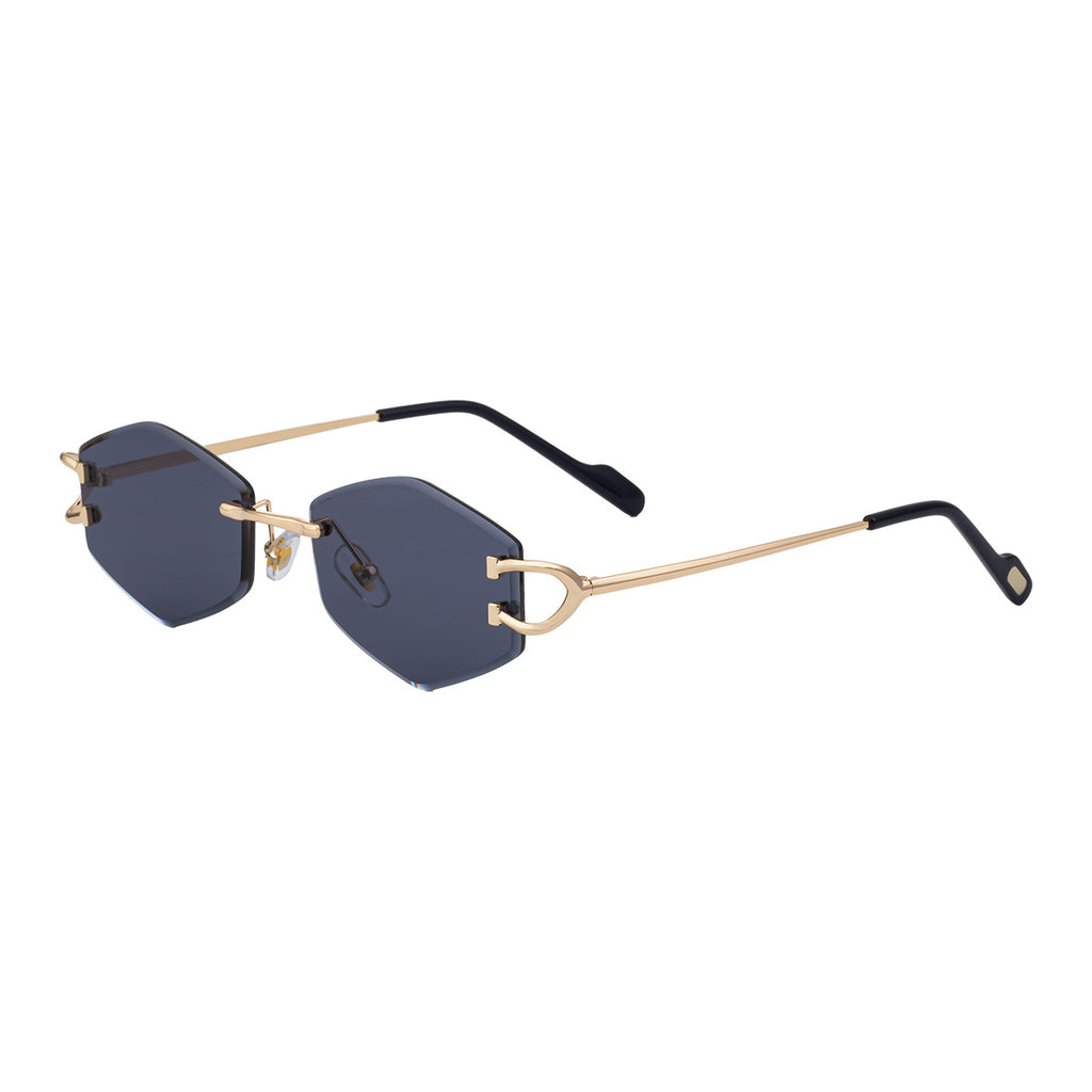 2025New European and American Fashion Frameless Sunglasses for Women with Metal Temples Trendy Outdoor Street Style Sunglasses for Women