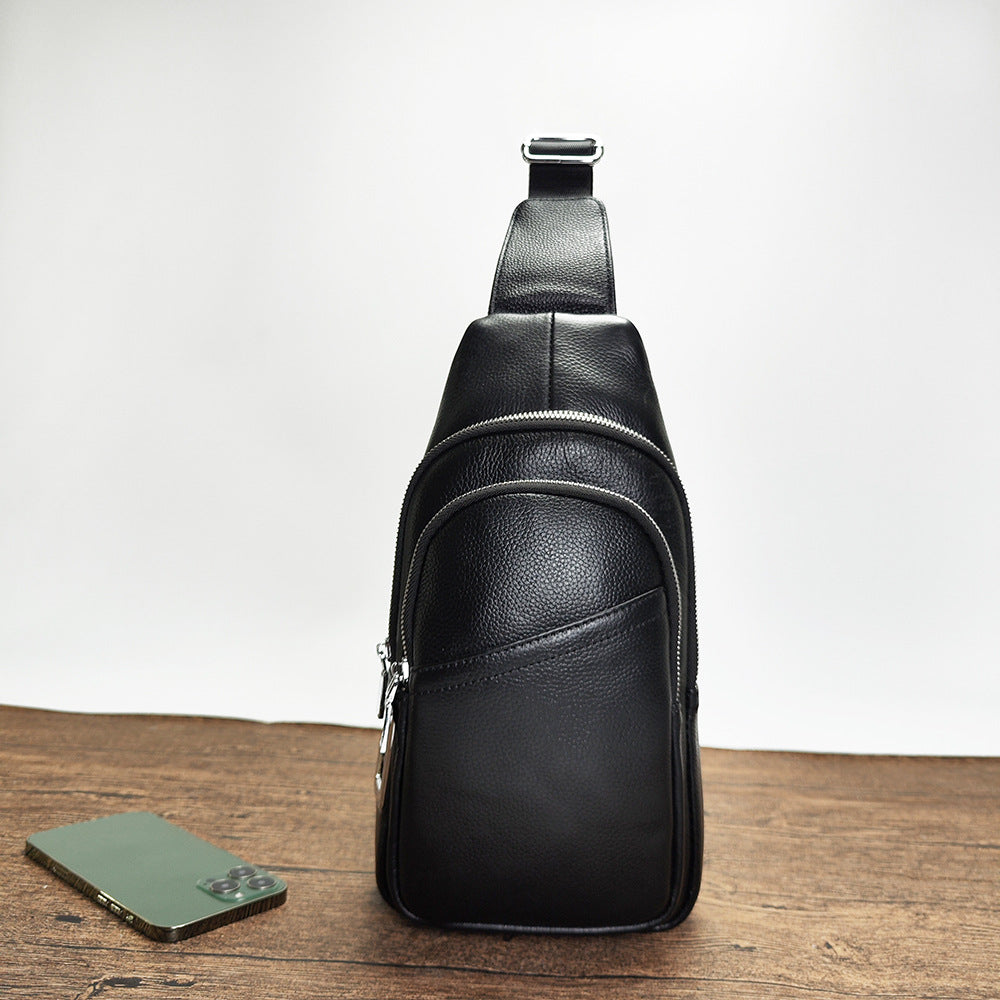 Anti-theft Fingerprint Lock Bag Top Layer Cowhide Men's Single Shoulder Crossbody Bag Multifunctional Crossbody High-end Genuine Leather Chest Bag