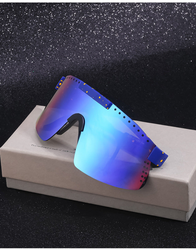 European and American Colorful Sunglasses Outdoor Cycling Windproof Sunglasses Men and Women One-piece Lens Sports Anti-ultraviolet Glasses
