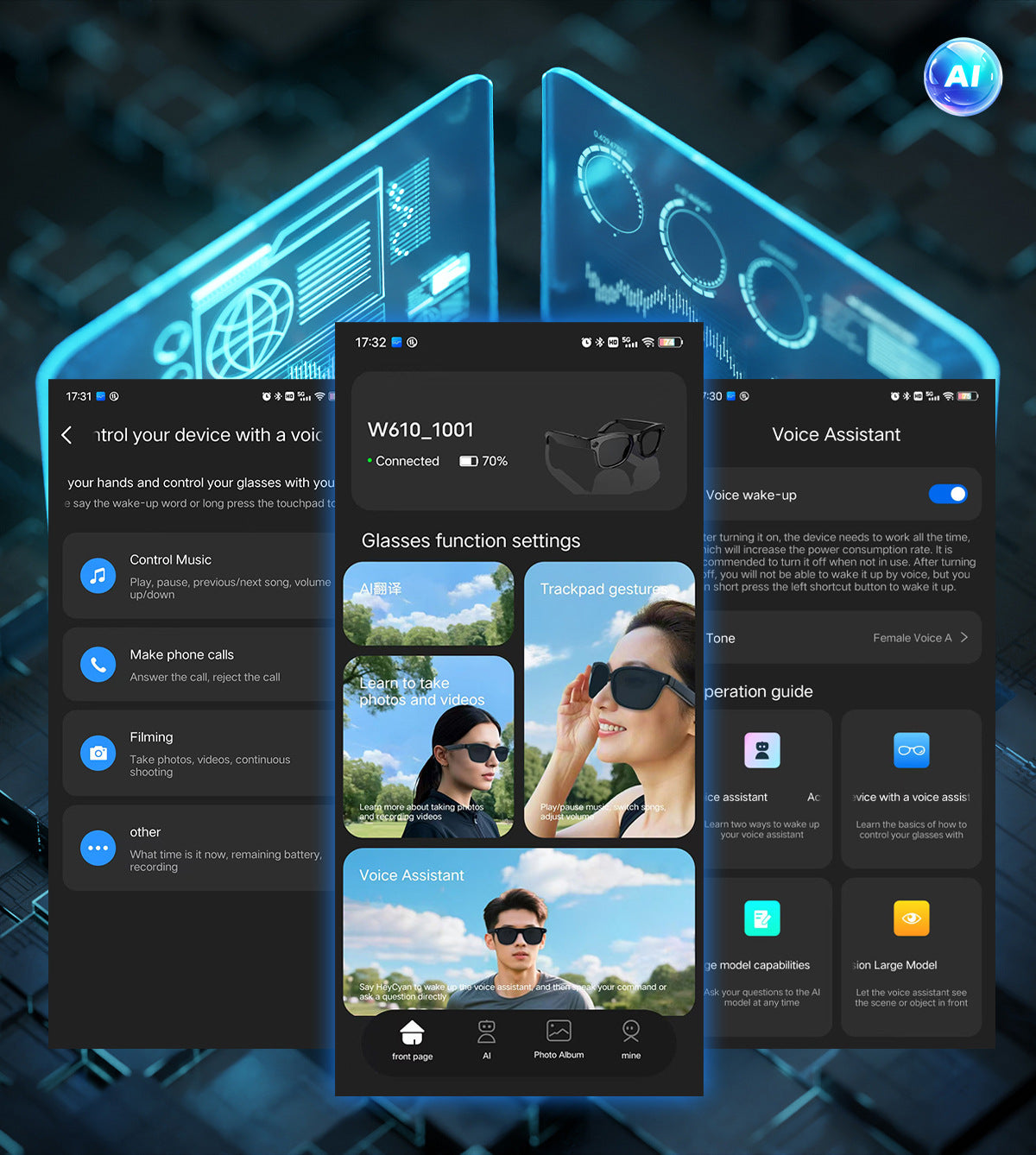 【Upgraded Version】Ai Smart Glasses Shooting800W Pixel HD anti-shake dual noise reduction sunglasses with camera