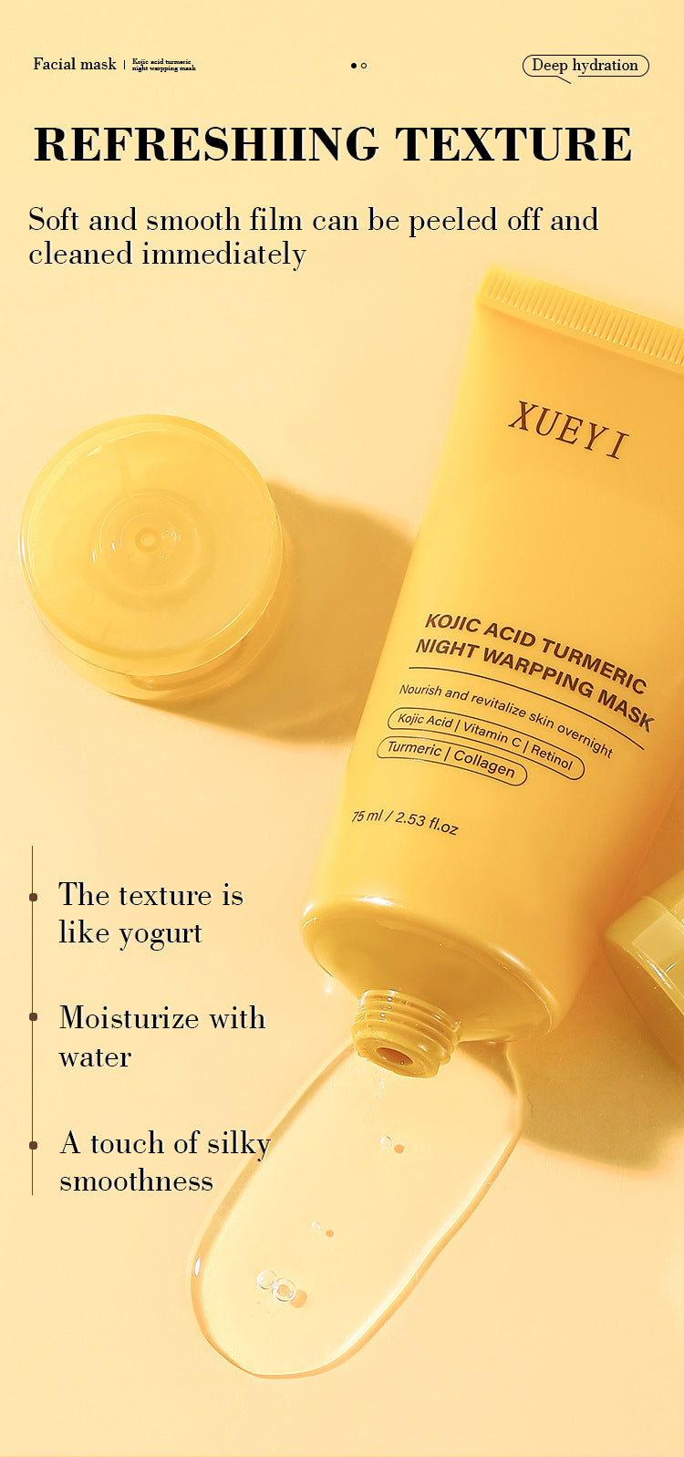 Spot Goods I Kojic Acid Turmeric Nighttime Sleep Peel-off Mask Brightening Skin Collagen Application