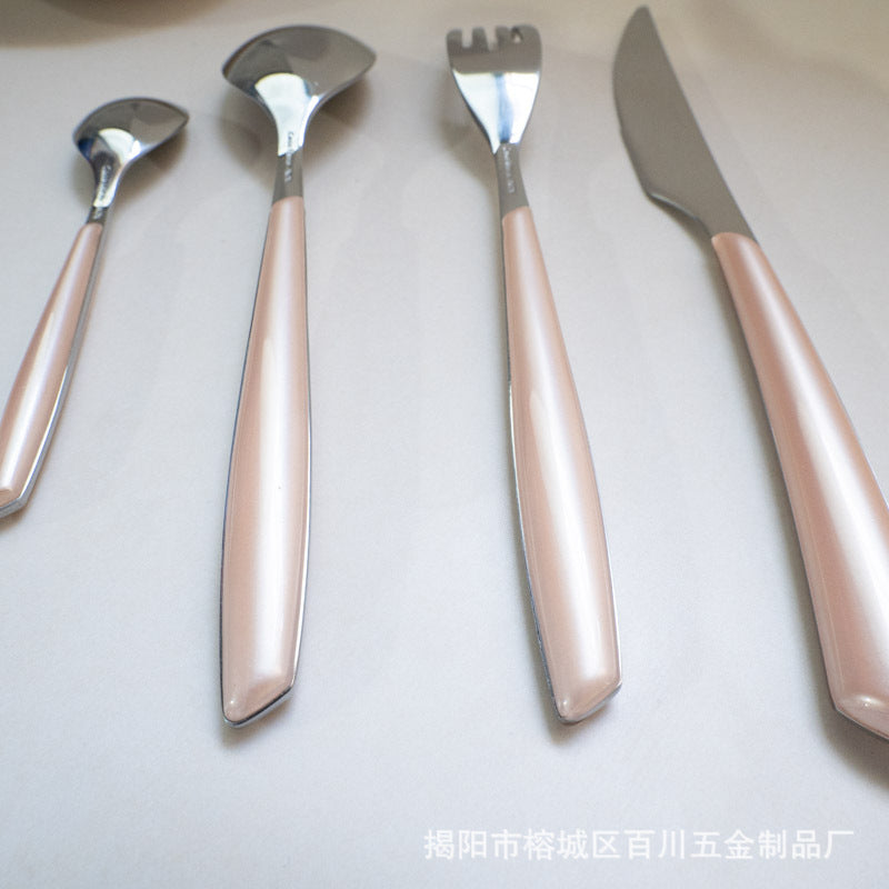 Square Handle High-End Thickened Stainless Steel Western Cutlery Hotel Knife Fork Spoon Set Cutlery Steak Knife Fork Wholesale Factory