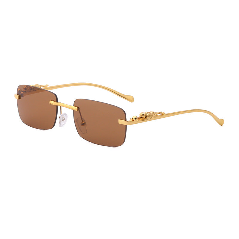 New Fashion Small Frame Square Sunglasses Men's Sunglasses Women's European and American Trendy Rimless Sunglasses Men