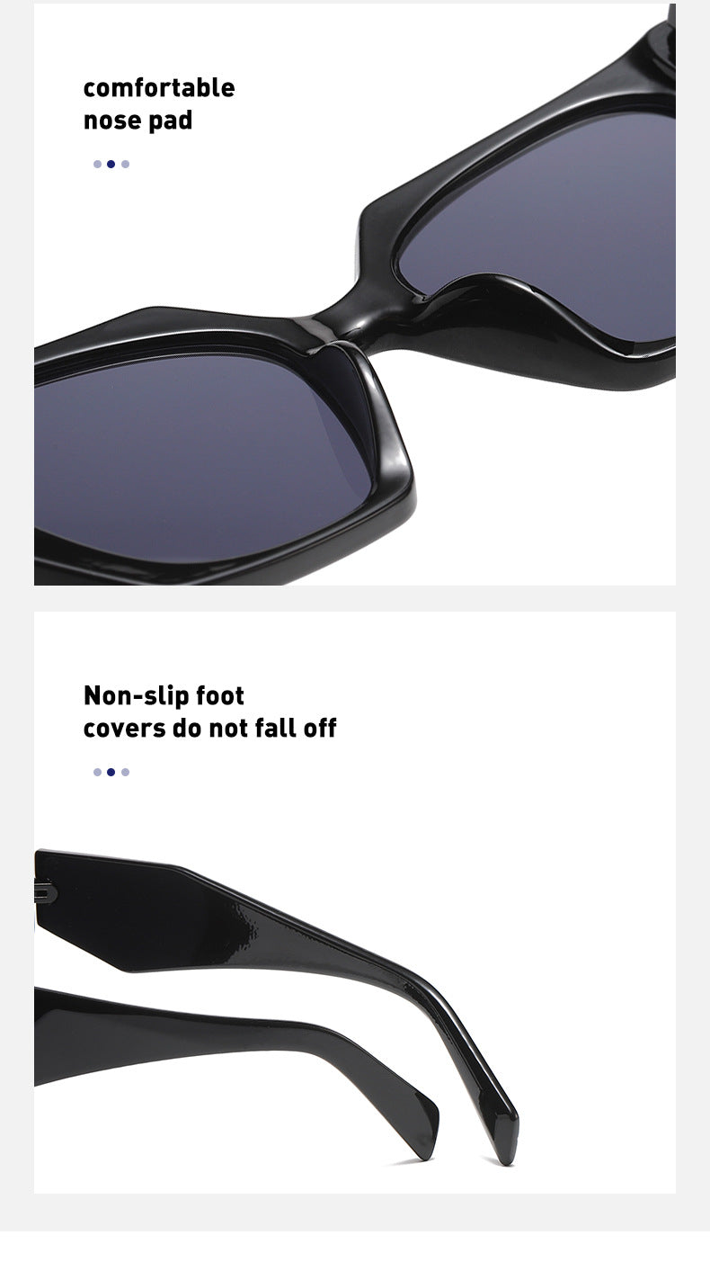 New Fashion Cat Eye Wide Leg Sunglasses for Women with High-end Feel ins Wholesale full frame sunglasses UV protection