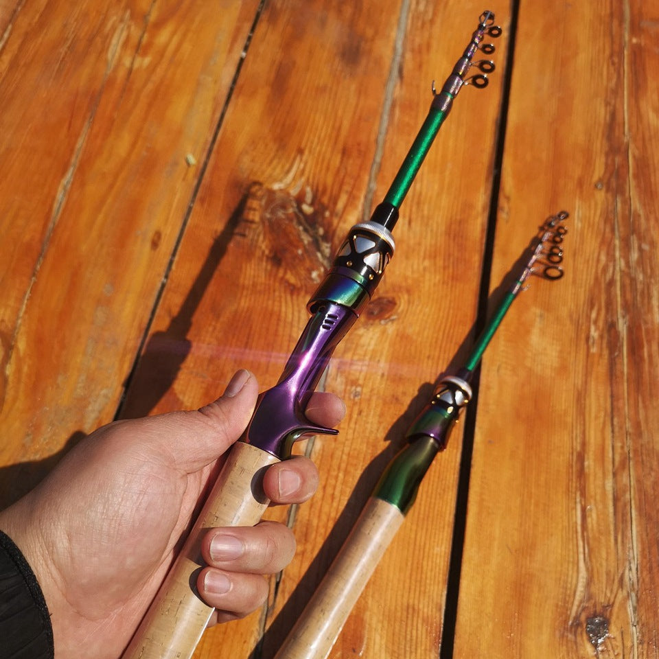 E-commerce Ultra-short Carbon Fiber Shrink UL Portable Lure Rod Electroplated Telescopic Stream Lure Rod