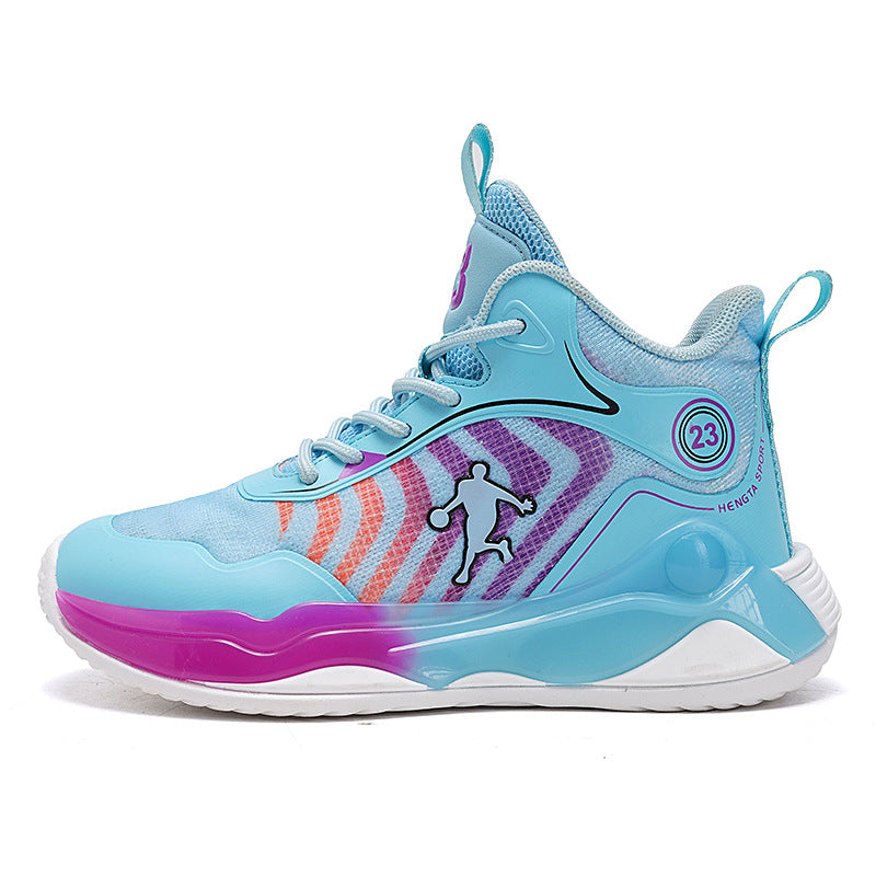 Big Kids Practical Basketball Shoes Children Professional Training Wear-Resistant Sneakers Mesh Breathable Non-Slip Running Sports Shoes