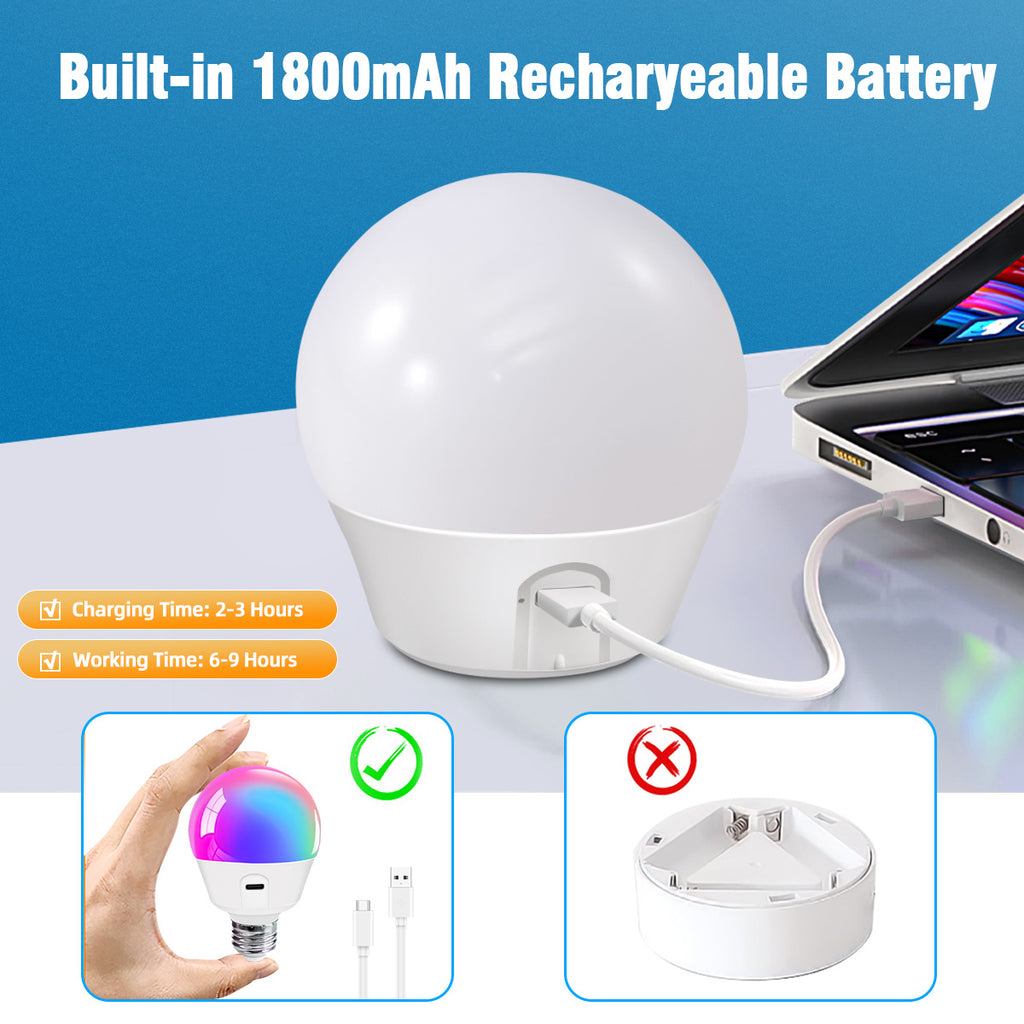 Rechargeable Light Bulb LED Bulb E26Screw Thread Household Lighting Electric Light Incandescent Chandelier Magic Color Bulb