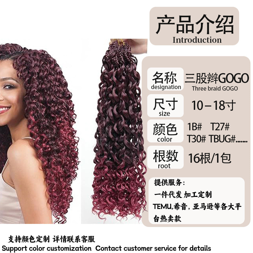 Synthetic Wig Crochet Hair European and American Style Dreadlocks Curly Hair Three-Strand Braid GOGOCurlCrochetHair Long Curly Hair