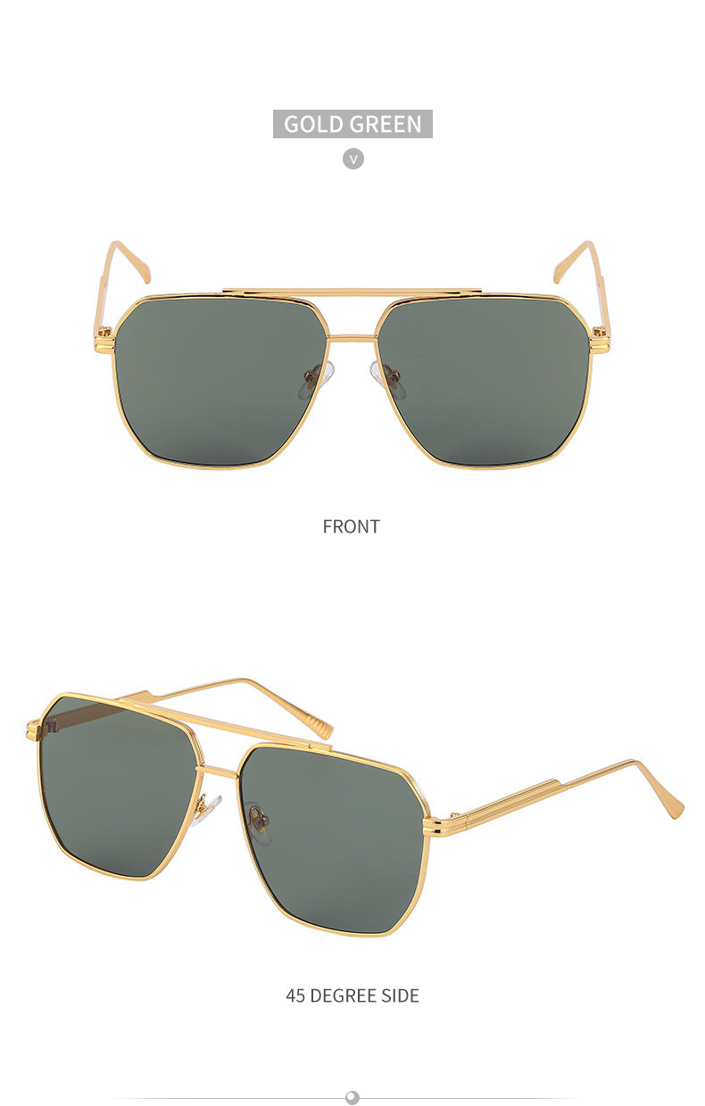 Men's Retro Double Bridge Sunglasses shades Europe and America ins Large Frame Sunglasses for Men Trendy Outdoor Cycling Glasses Wholesale