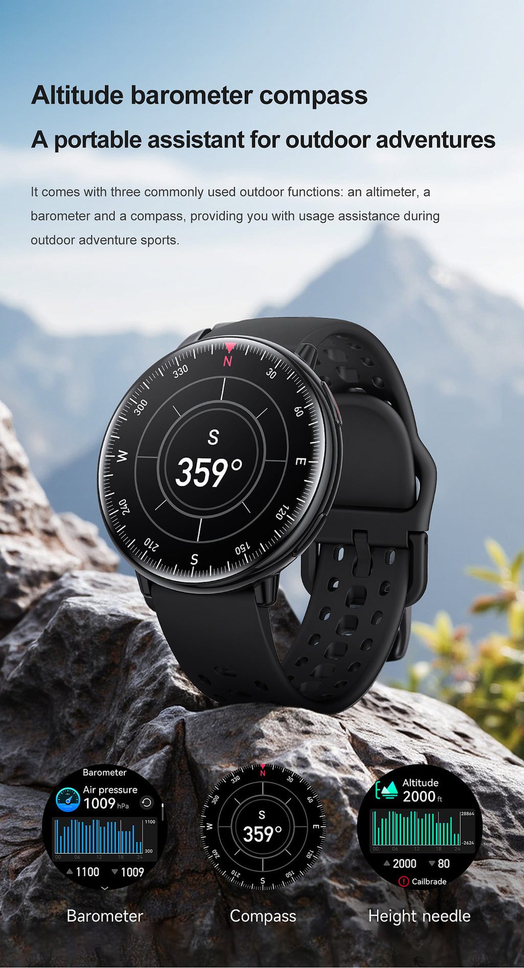 HD21Smart Watch Bluetooth Call Heart Rate Pedometer Sleep Monitoring Deep Waterproof GPS Beidou Positioning Track