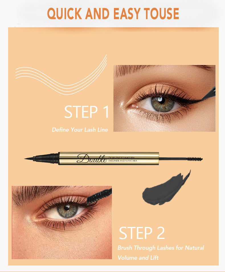 European Beauty Double-ended Natural Eyeliner+Curling Mascara Cream Two-in-One Quick-Drying Waterproof Non-Smudging