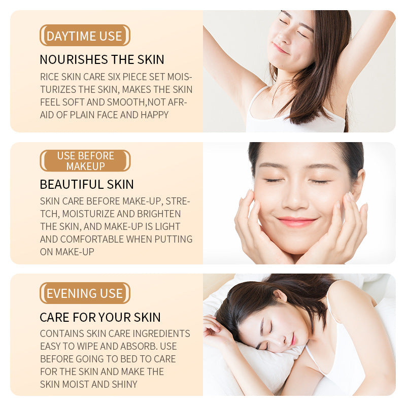 Full English Rice Skincare Set BIOAOUA Rice Puree Series Six-Piece Set Box  Wholesale