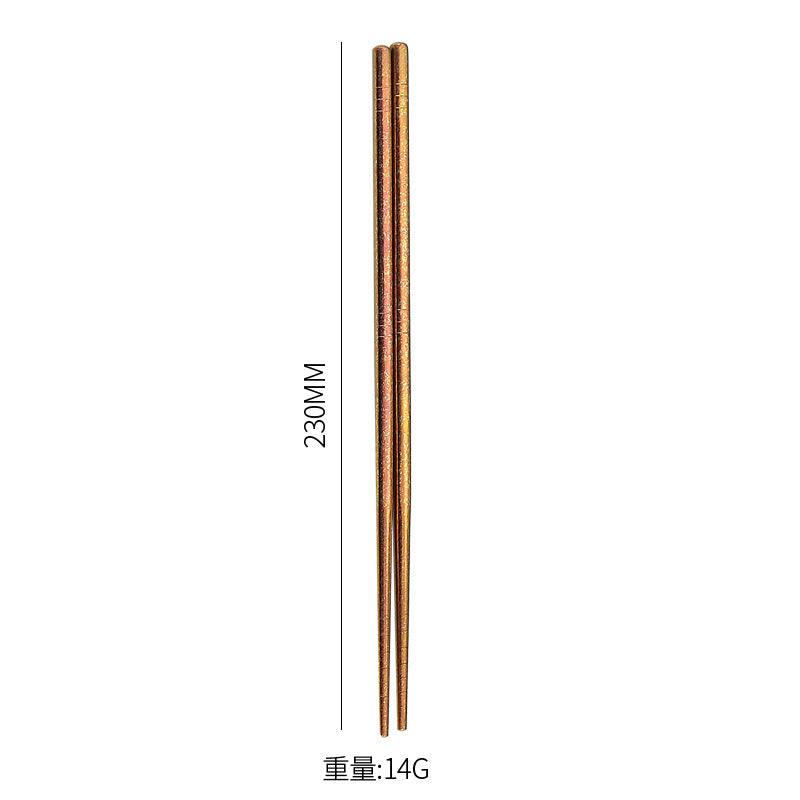Pure Titanium Crystal Chopsticks for Home and Outdoor Use, Light Luxury Colorful Ice Flower Chopsticks for Restaurants23cm Half Square Chopsticks Antibacterial Titanium Chopsticks