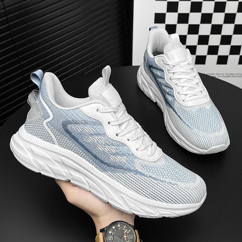 Mesh Flyknit Men's Shoes Export Hot-Selling Summer Sports Shoes Lightweight Breathable Running Shoes Large Size Men's Shoes