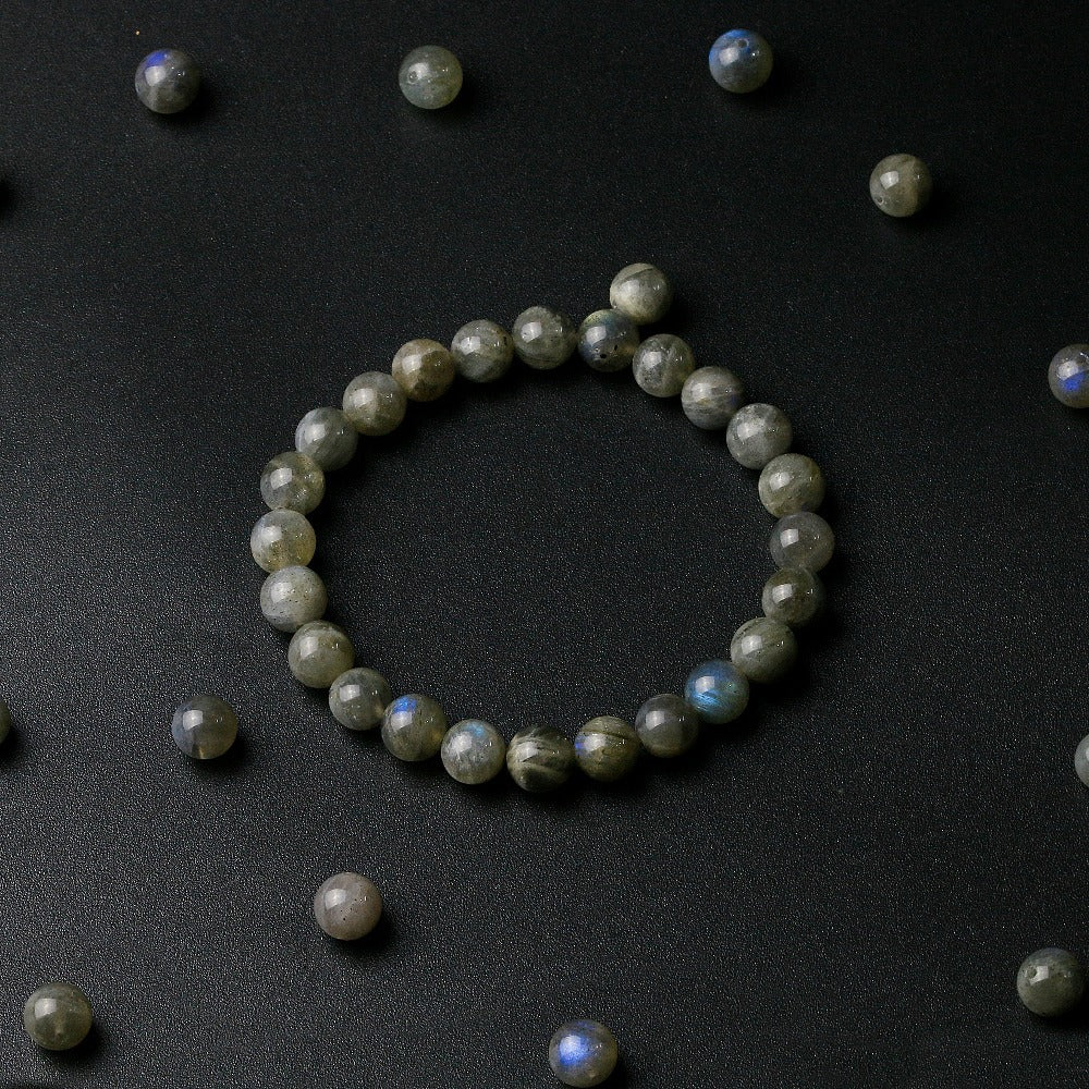 Men's Bracelet Versatile Jewelry Single Loop Handmade Elastic Cord Bracelet Beaded8mm Labradorite Bracelet