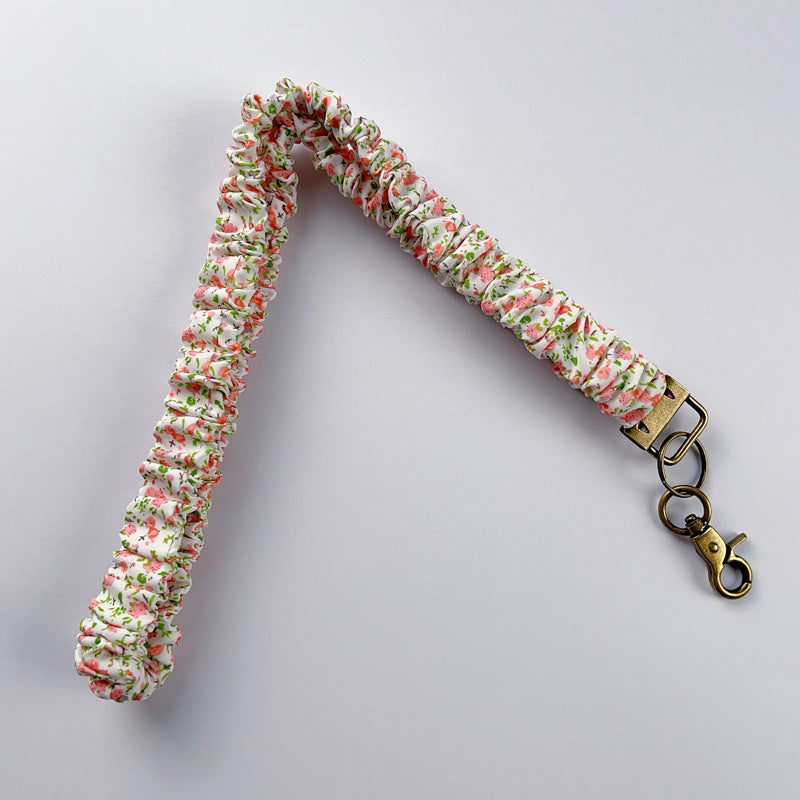 Keychain Large Elastic Polyester Wrinkle Print Hanging Ring Buckle Work Badge Phone Lanyard Chain