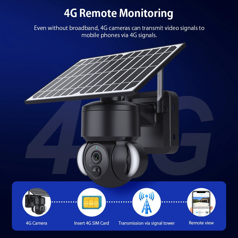 New Low-Power Solar Energy3MP HD Camera Phone Remote Monitoring Sound Light Warning