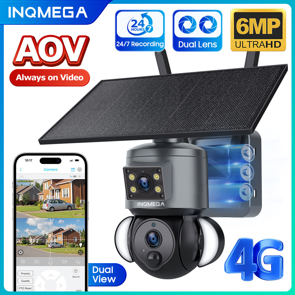 Private Model AOV Solar-powered Camera6MP HD Dual Lens Surveillance Camera UBOX Low Power Monitoring