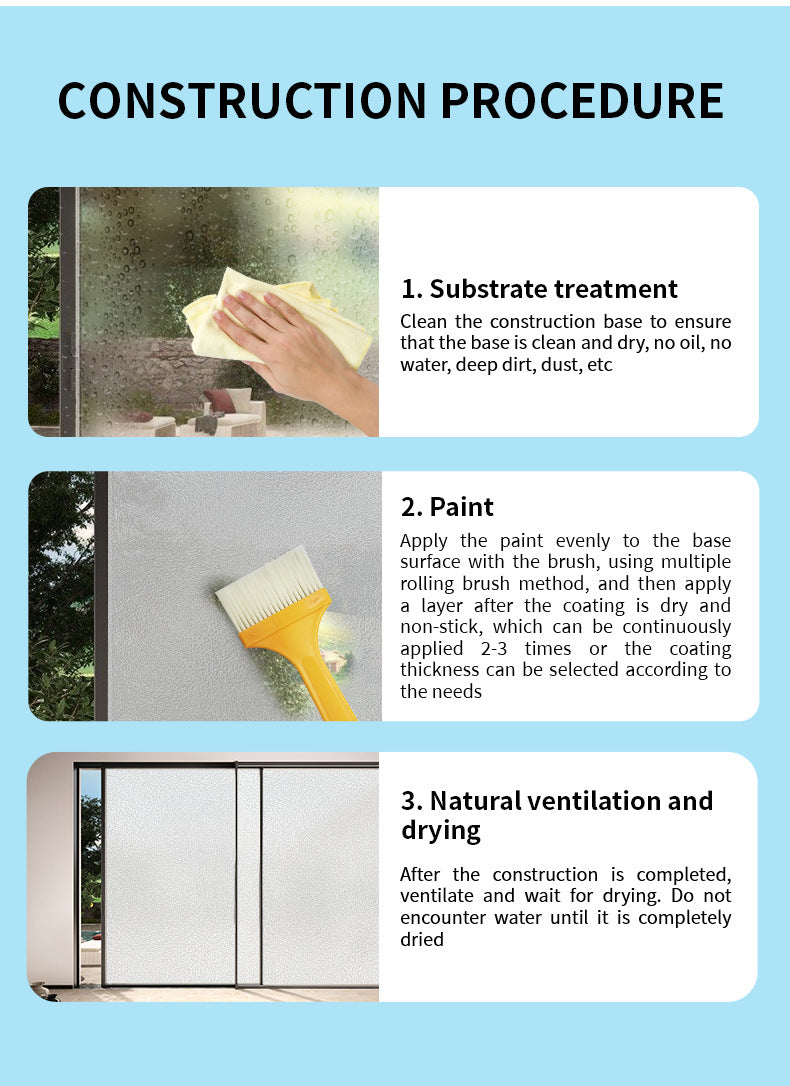 Frosted Glass Paint Light Blocking Opaque Glass Paint Bathroom Glass Window Sandblasting Frosted Glass Film Paint