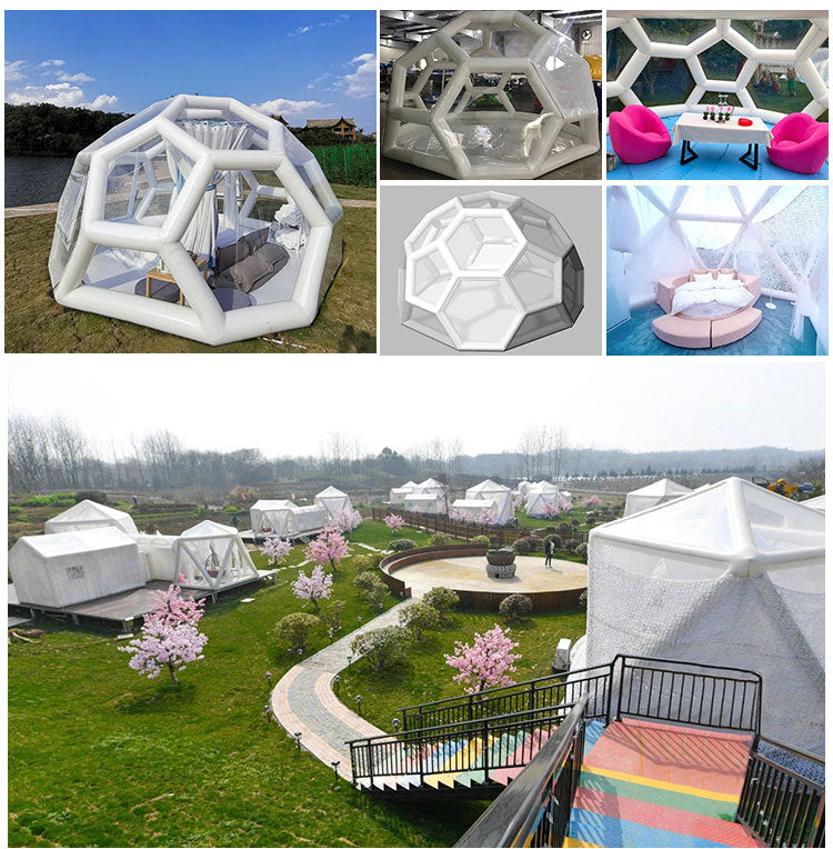 Outdoor Double-Layer Transparent Bubble Tent Rooftop Dining Inflatable Starry Sky Homestay Hotel Villa Restaurant Mongolian Yurt