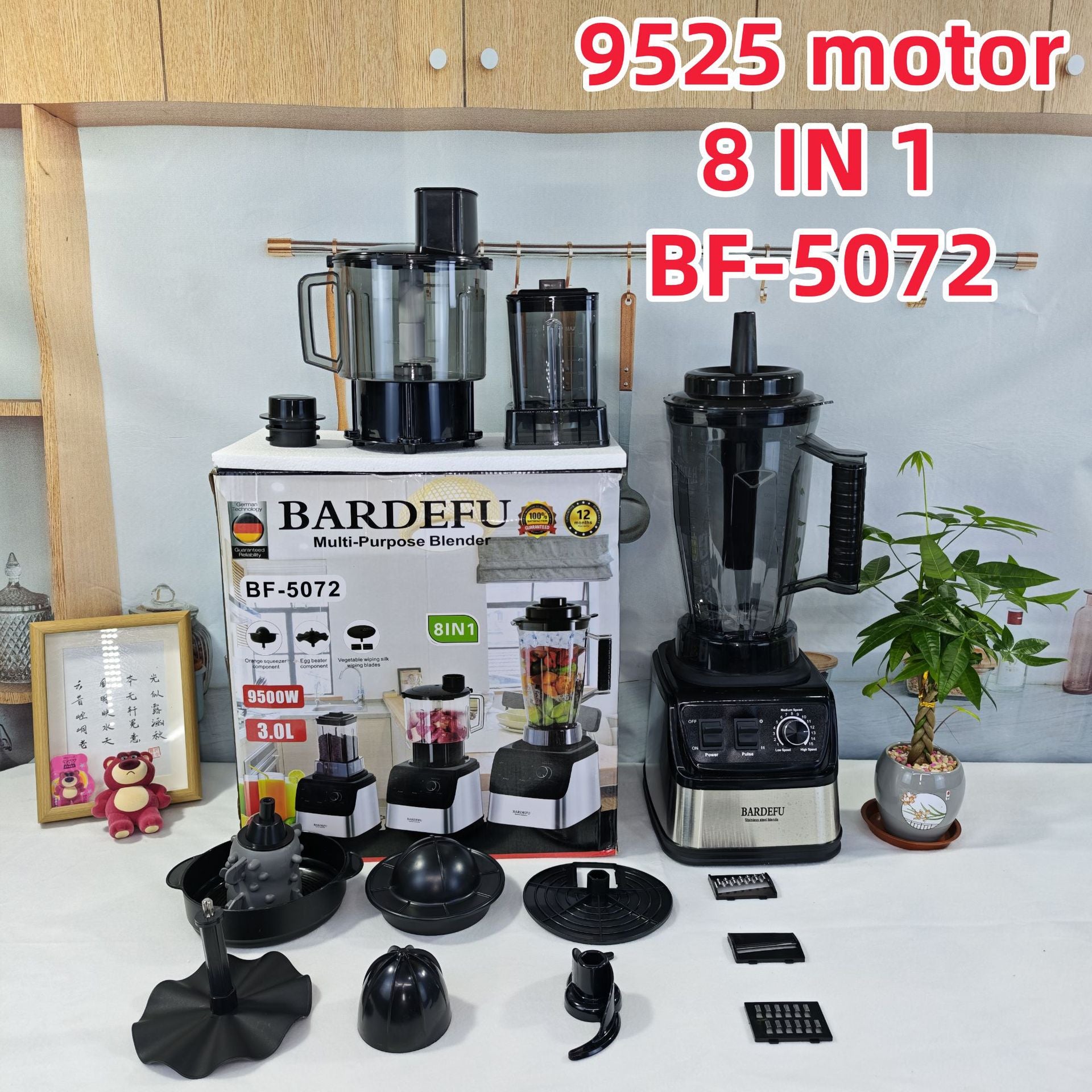 8in1blender Pure Copper Stainless Steel High-Power Meat Grinder Ice Crusher Juicer Blender with Dual Cup Design