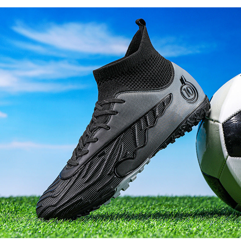 New Professional Football Shoes Boys High Top Youth Students Competition Training AG Long Spike Broken Spike Sneakers
