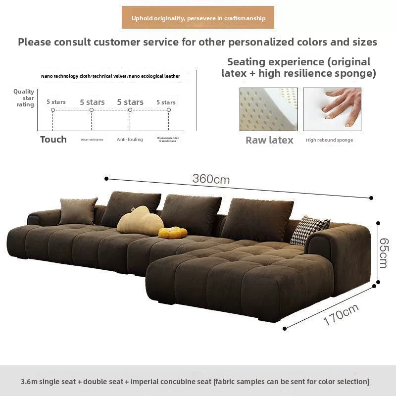 Modern Light Luxury Cloud Puff Internet Celebrity Style Tech Fabric Sofa Small Apartment Living Room Cream Style Straight Row