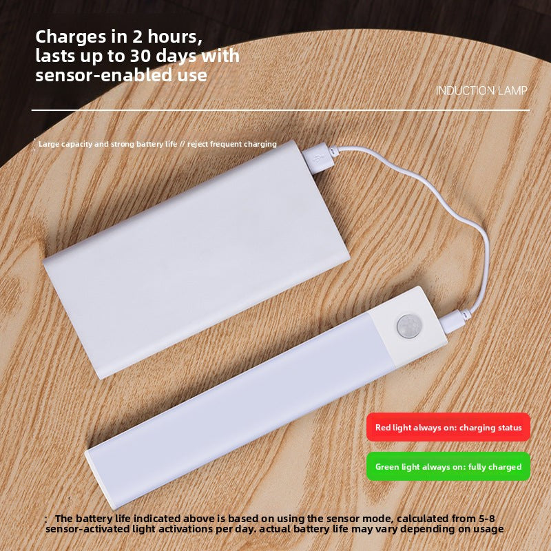 Ultra-thin Smart Human Body Sensor led Lamp Magnetic Self-Adhesive Long Strip Wardrobe Light with Rechargeable Wine Cabinet Cabinet Light Strip