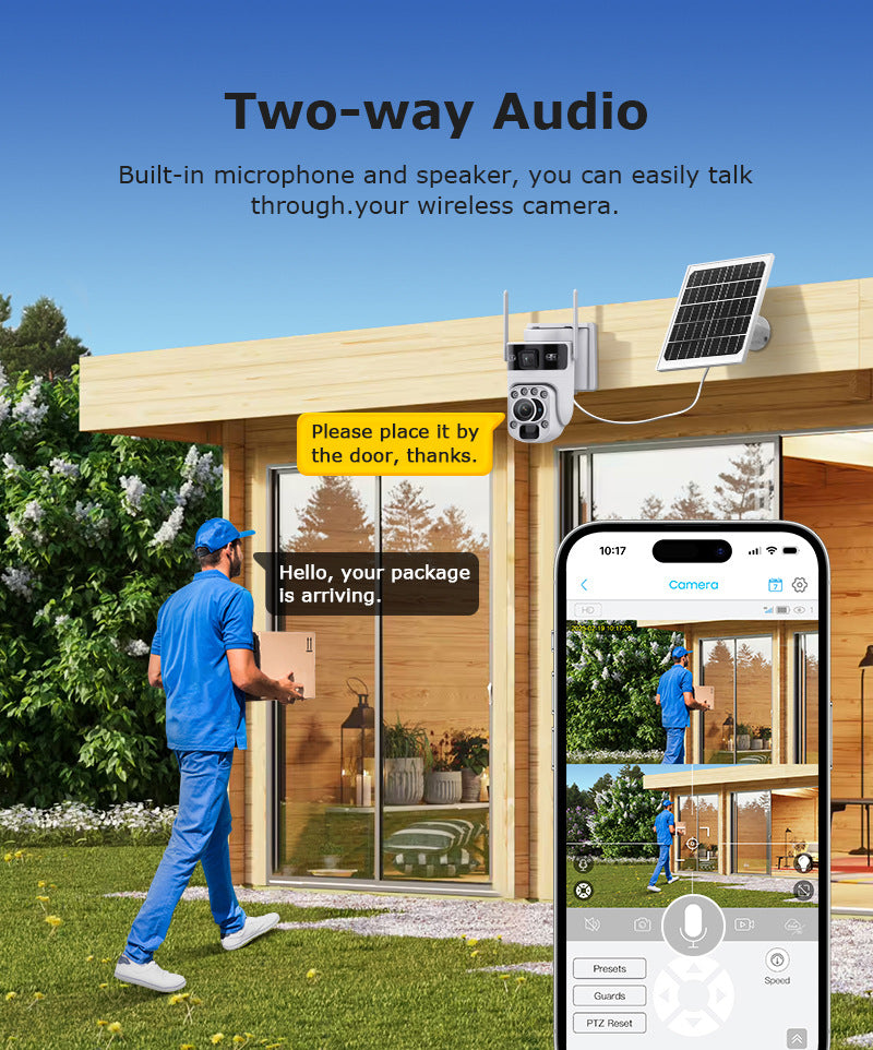 Outdoor202X Zoom Solar Camera Dual Lens Low Power Consumption Full Color Night Vision Mobile Remote Monitoring