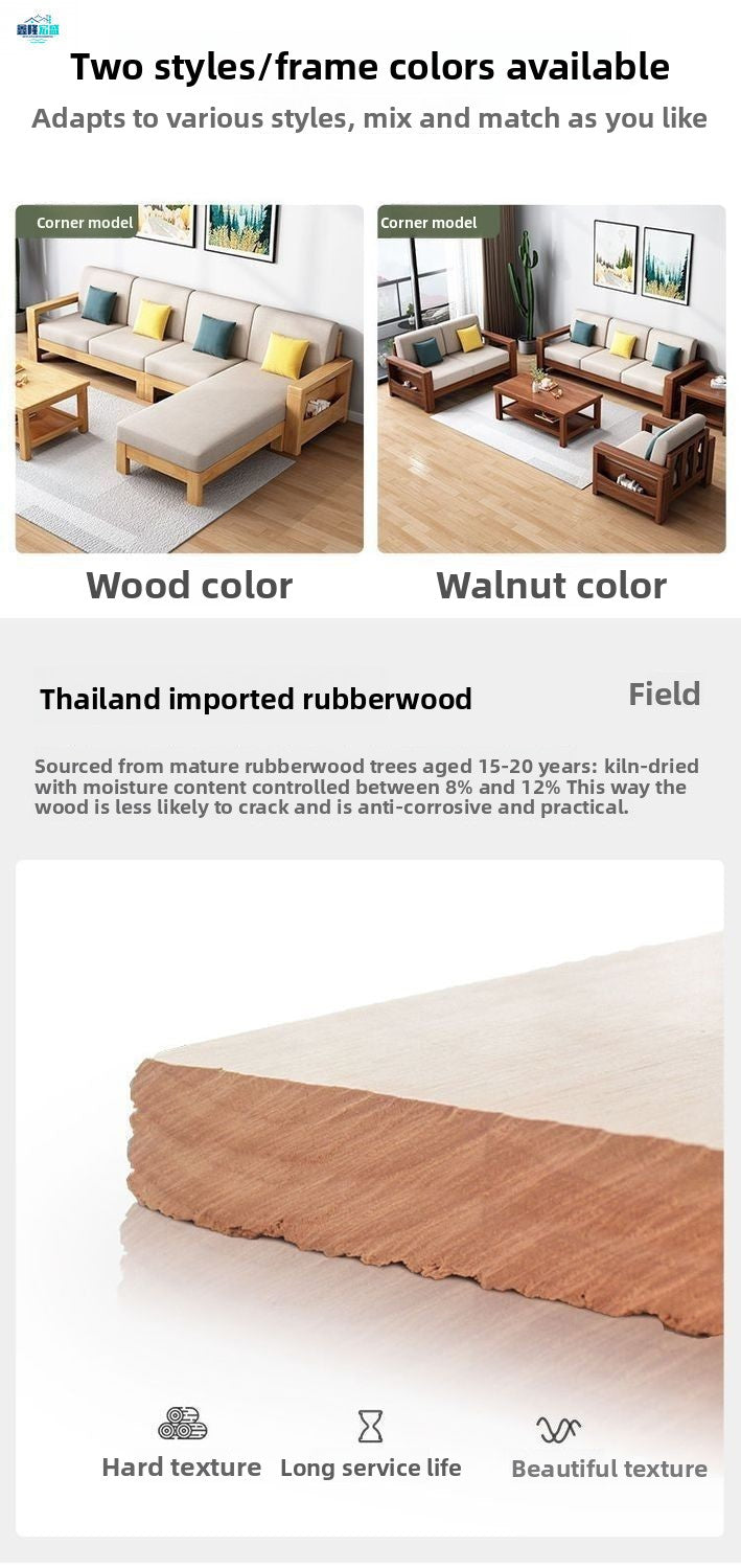 Light Luxury Retro Living Room Modern Solid Wood Sofa Set Simple Sofa Bed Dual-use Small Apartment Fabric New Chinese Style