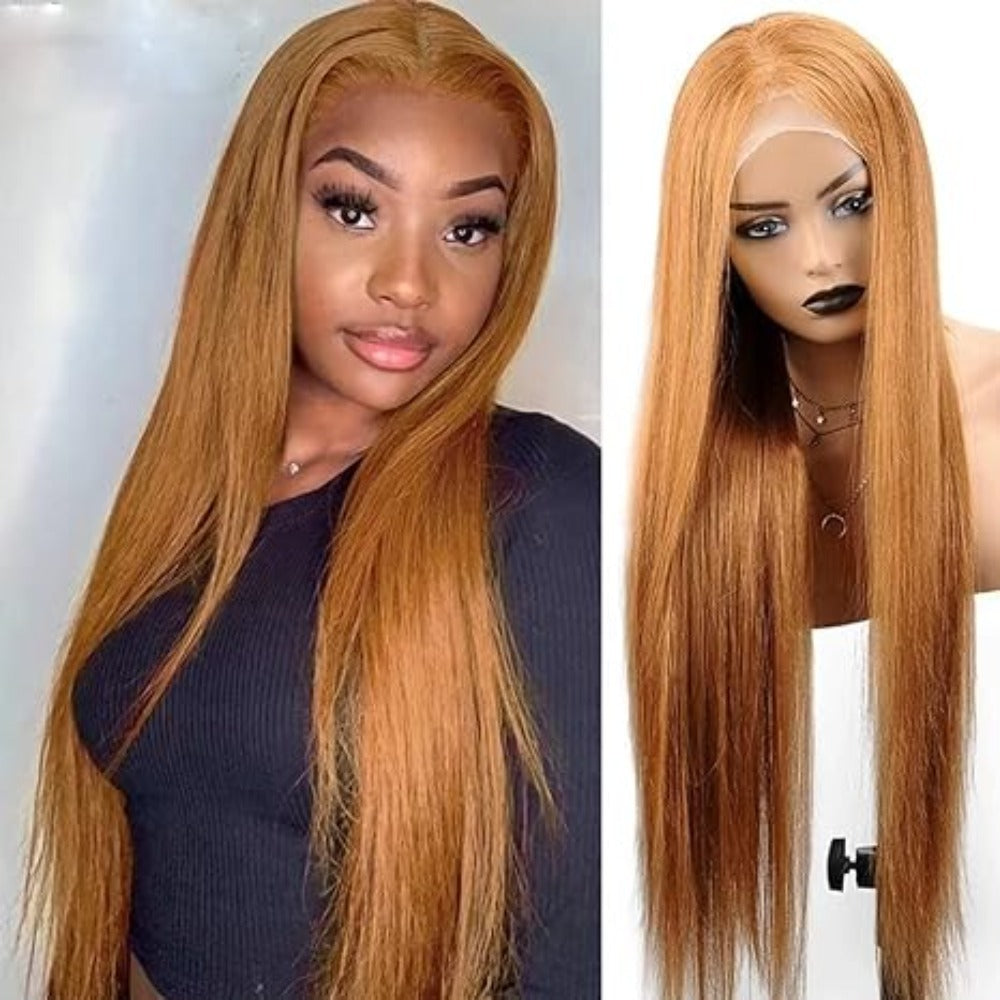 Wig for European and American Women, Middle Part, Long Straight Hair, Front Lace, Synthetic Fiber13*4*1T Headgear for Foreign Trade wigs European and American Style