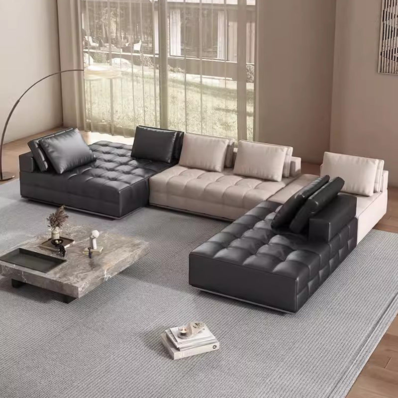 Lawrence Genuine Leather Sofa Italian Minimalist Style for Small and Large Apartments, Villas, and Clients, Corner Sofa, Modern Straight Row Leather Sofa Shipping and tax not included