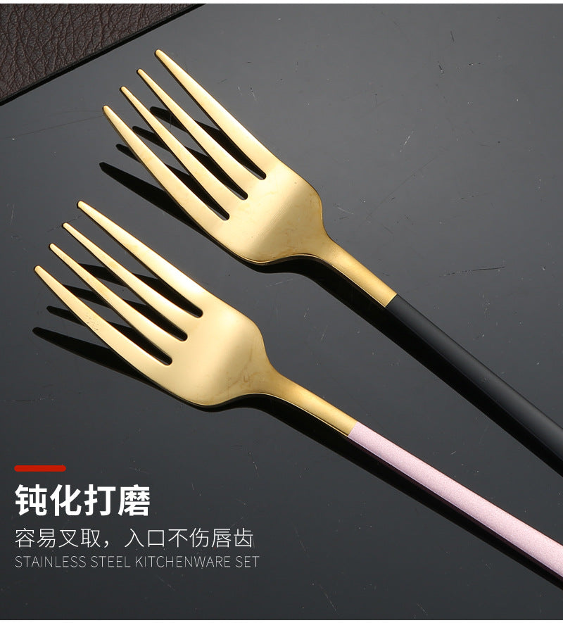 304Stainless Steel Tableware Student Korean Portable Tableware Office Worker Outdoor Spoon Fork Chopsticks Four-piece Set