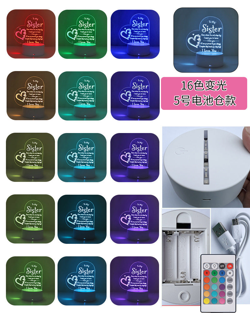 3D Night Light Acrylic Colorful Touch Remote Control Atmosphere Light Wholesale Dropshipping Creative Small Gift Factory