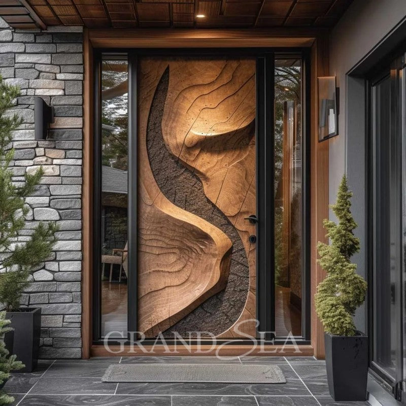 American Style Contemporary Solid Wood Entry Main Entrance Doors Front Doors for Houses Modern Exterior Main Pivot Door