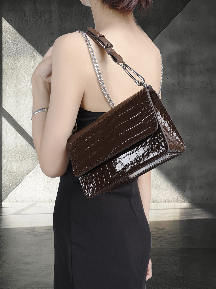European and American Retro Trend Underarm Women's Bag Crocodile Pattern Single Shoulder Bag Versatile Fashion Crossbody Women's Bag