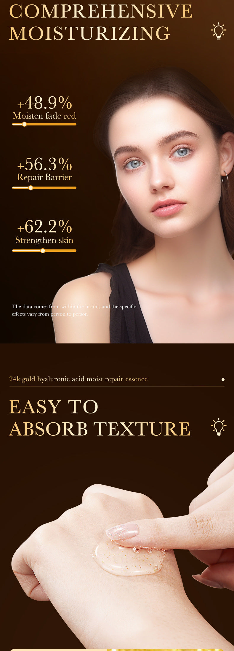 24K Gold Essence ZOZU Hyaluronic acid moisturizing and hydrating skincare wholesale for  trade