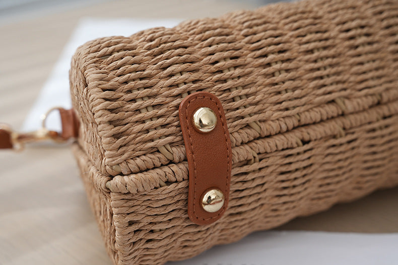 Crossbody Women's Bag New Fashion Single Shoulder Straw Bag Niche Handbag Vacation Beach Bag Korean Style Straw Bag Woven Bag