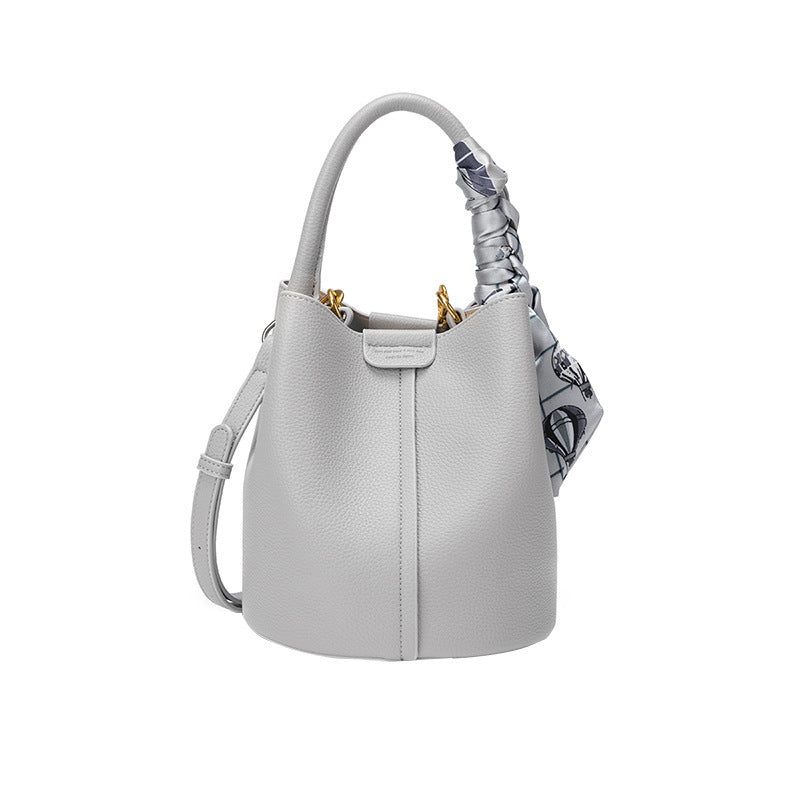 Genuine Leather Bucket Bag2024New high-end women's summer crossbody bag large capacity basket cute ladies' bag