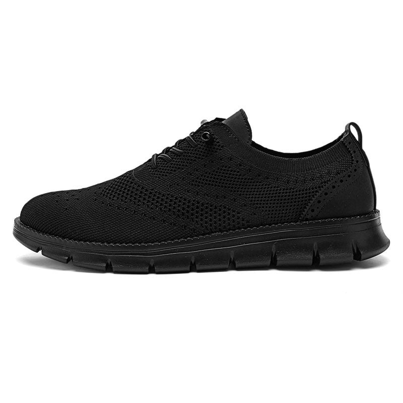 2025New Large Size Flyknit Casual Trendy Shoes Men's Brogue Carved Loafers Executive Business Shoes