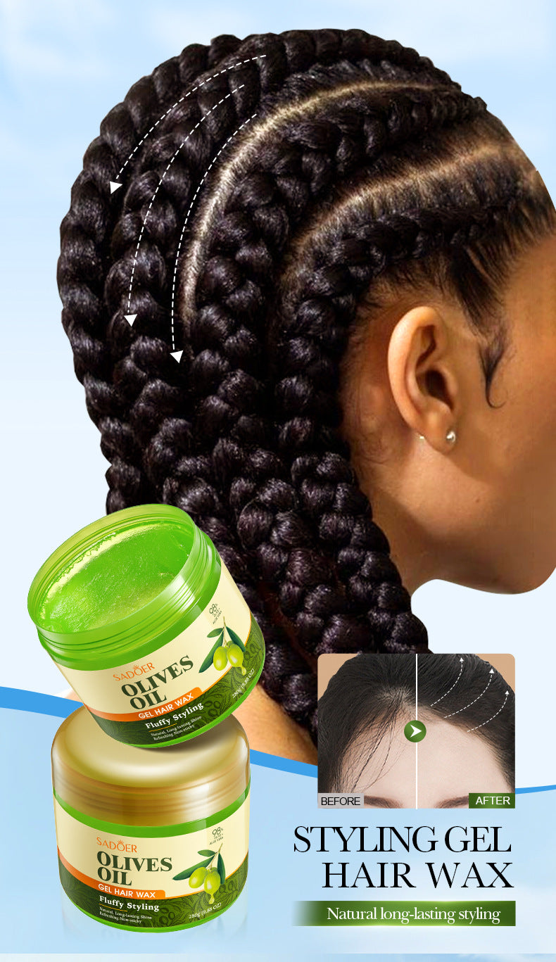 Olive Oil Hair Styling Wax SADOER Nourishing Gel Styling Fluffy Hair Wax  Foreign Trade Wholesale