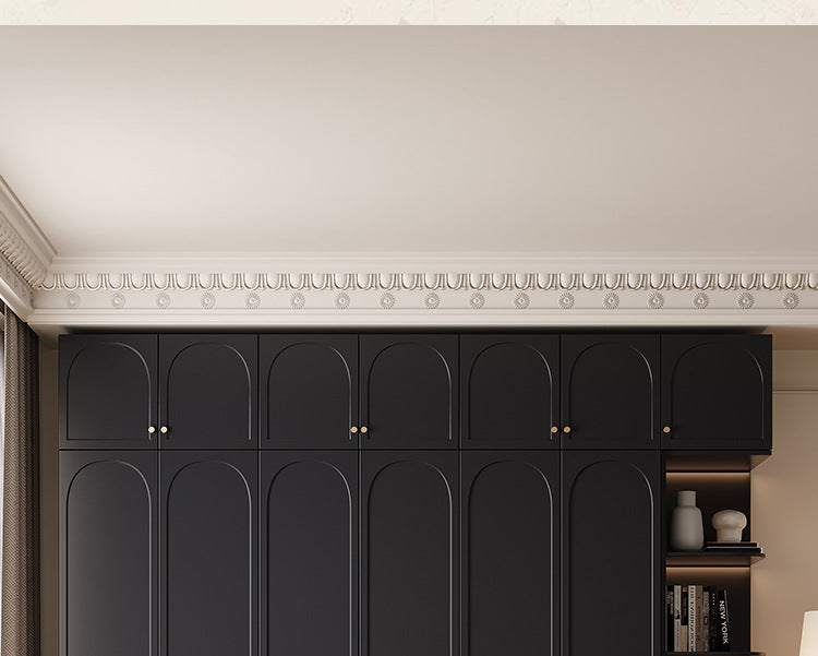 French Retro Style Black Wardrobe Modern Simple Small Apartment Light Luxury Internet Celebrity Closet Storage Cabinet Bedroom Economical Type