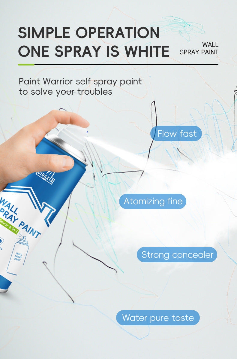 Specialized Wall Spray Paint for Wall Repair, Water-Based Renovation, White Stain and Graffiti Cover, Self-Spray Paint for Home Use
