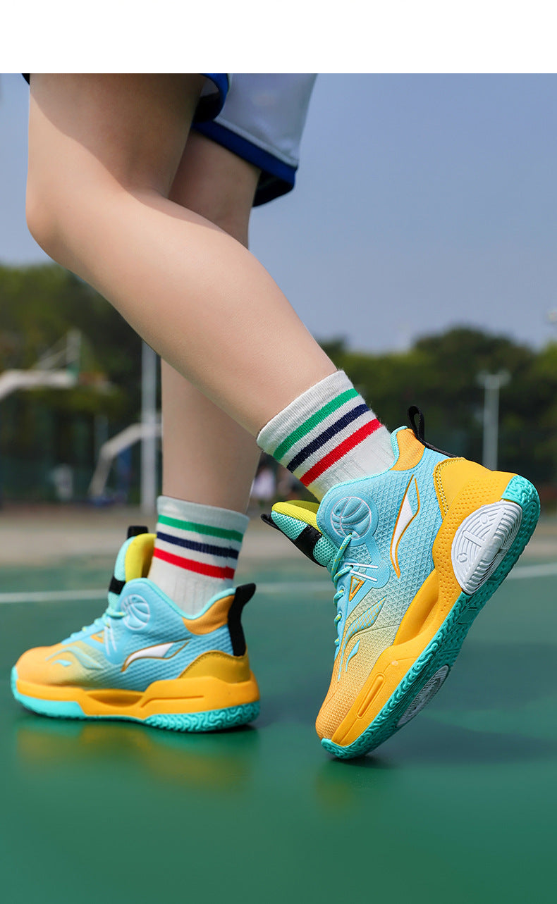 Boys' Casual Fashion Trendy Children's Shoes Non-Slip Wear-Resistant Sports Shoes for Elementary School Students Training Multi-Color Basketball Shoes