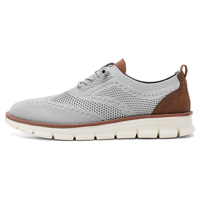 2025New Large Size Flyknit Casual Trendy Shoes Men's Brogue Carved Loafers Executive Business Shoes