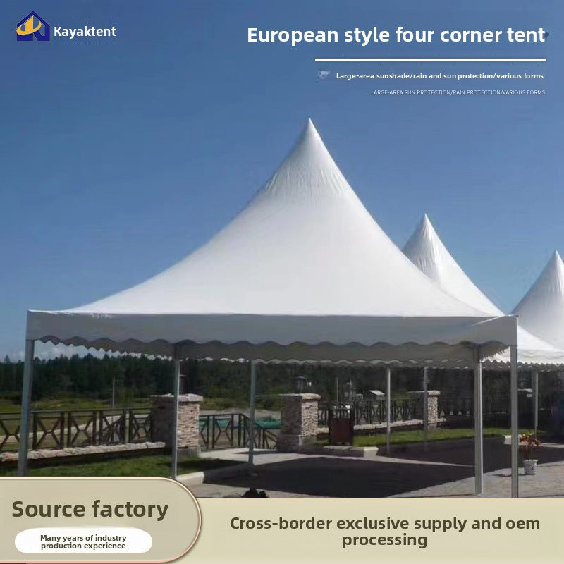 Outdoor Garden Aluminum Alloy Pointed Top Tent European Style Aluminum Pole Tent Car Show Wedding Exhibition Banquet Tent Four Corner Canopy
