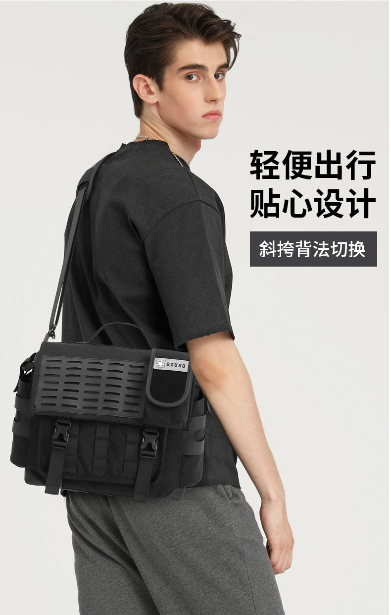 Men's Messenger Bag Multifunctional Crossbody Bag Waterproof Cycling Shoulder Bag Outdoor Commuting Tactical Style Men's Satchel
