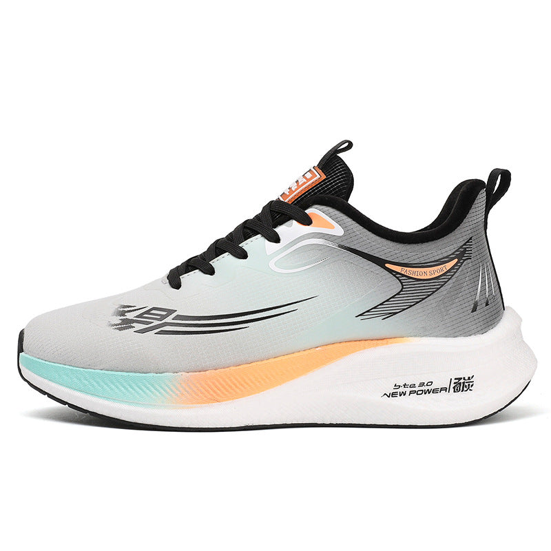 2025Winter New Leather Waterproof Couple Sports Shoes Popcorn Carbon Plate Fleece Lined Thickened Soft Sole Running Shoes