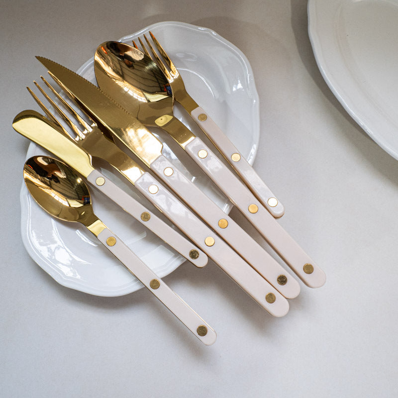 Stainless Steel Knife, Fork, and Spoon Three-Piece Set ins Wind Tableware Set Knife and Fork Cream Style Steak Western Knife and Fork Set