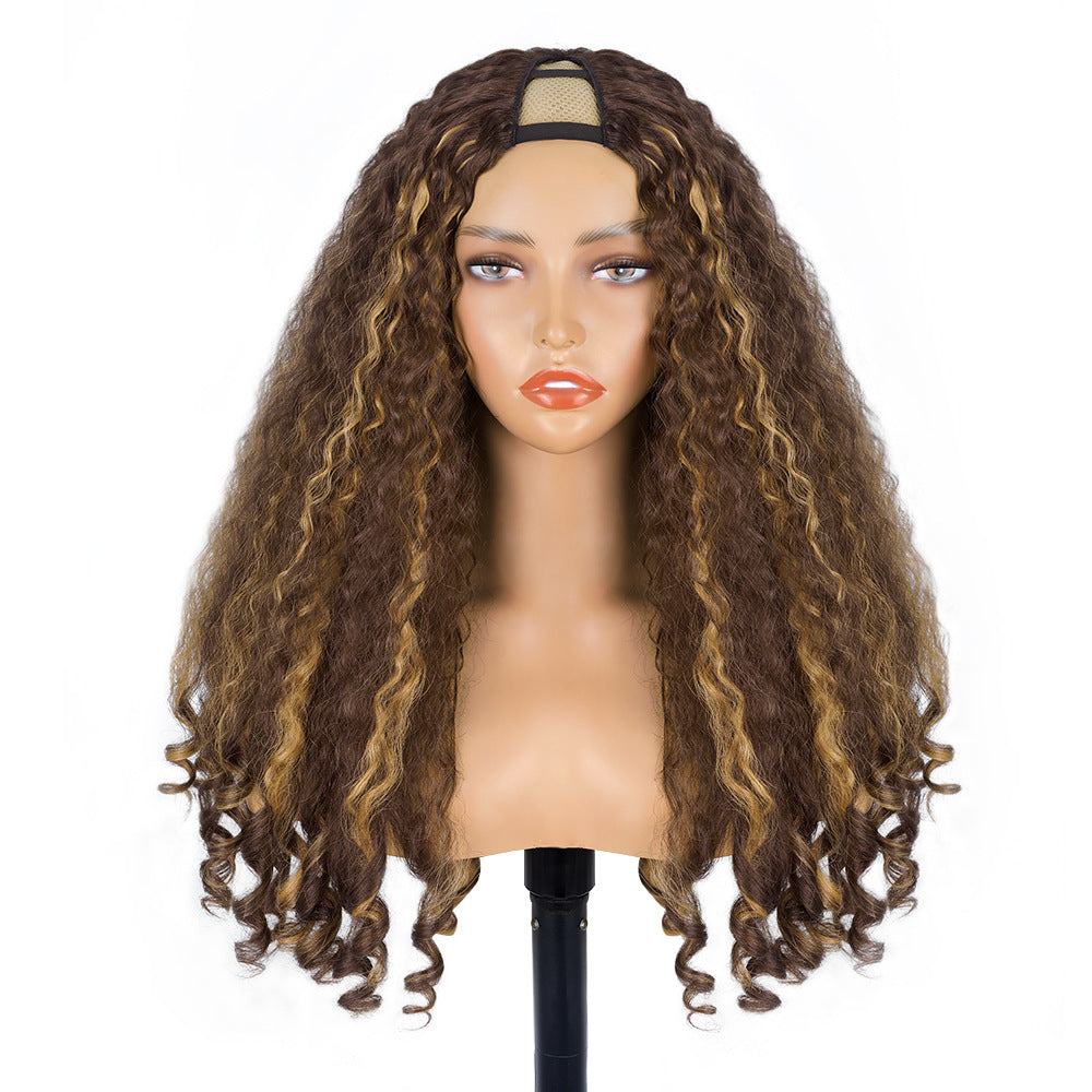 Matte Head Cover 99J V part Afro Curly Wig